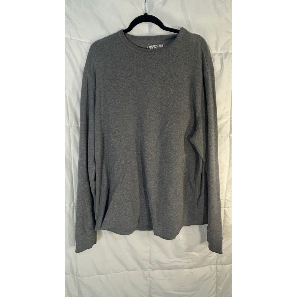 American‎ Eagle Outfitters Mens Thermal Long Sleeve Crewneck T Shirt Gray XXL